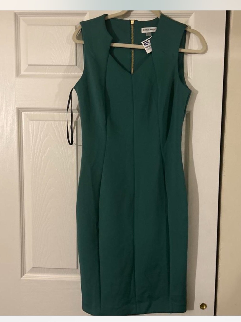 Calvin Klein Teal Sheath Dress with V-Notch
